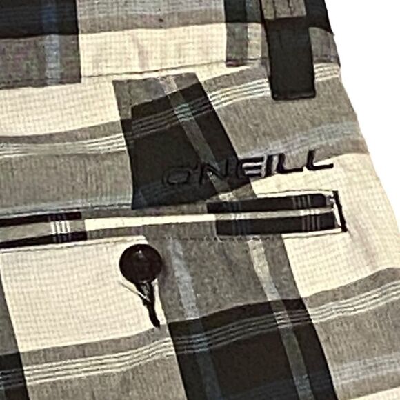 O'Neill Men's Size 31 Black Grey Plaid Board Shorts - Picture 4 of 5
